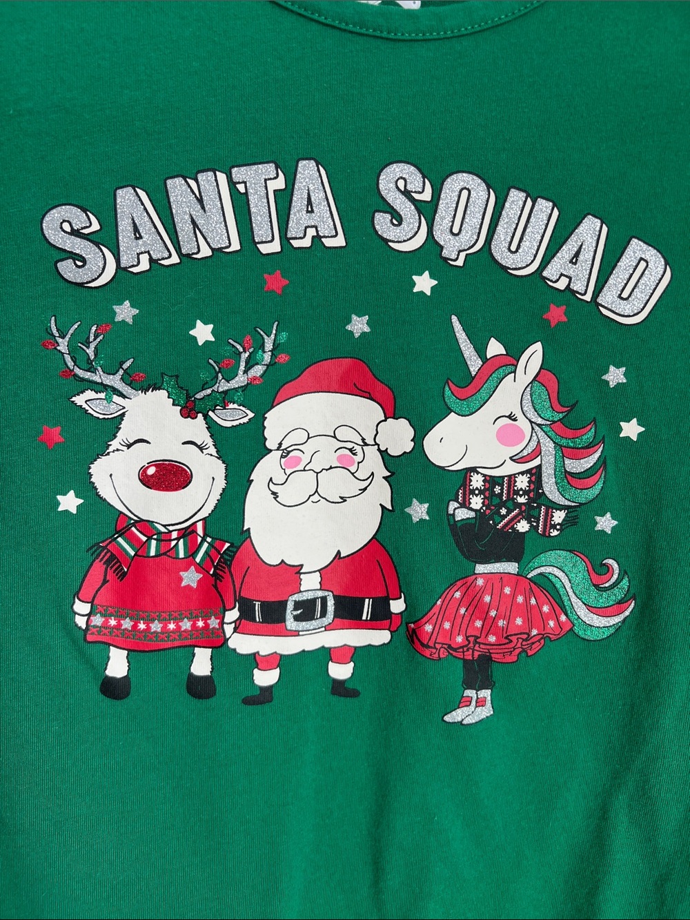 Holiday Time | Green "Santa Squad" Kids Long Sleeve Tee Size XL (14-16) - Picture 5 of 17